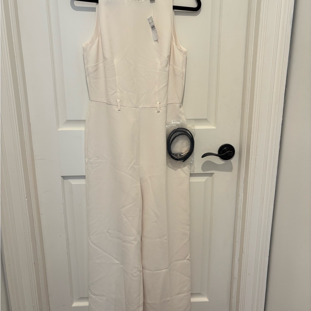 Ann Taylor Cream Sleeveless Jumpsuit